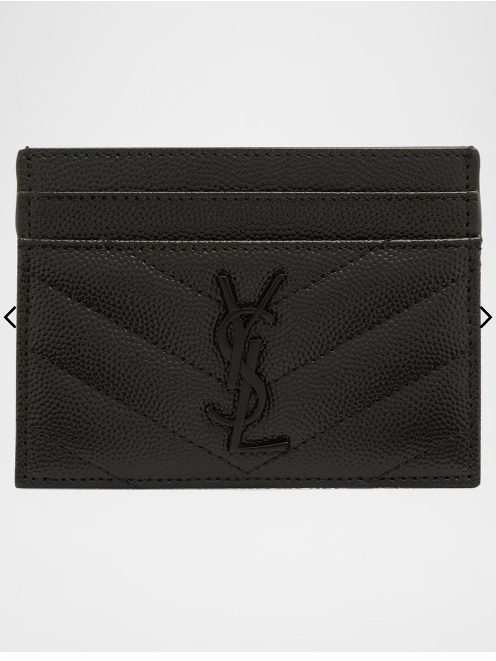 Saint Laurent Black Chevron Embossed Leather Card Case with YSL Logo